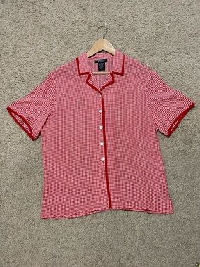 Vintage Silk Checkered Short-Sleeve Camp Shirt
